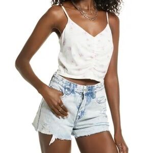 Bp NWOT ruched v neck crop tank top SIZE LARGE